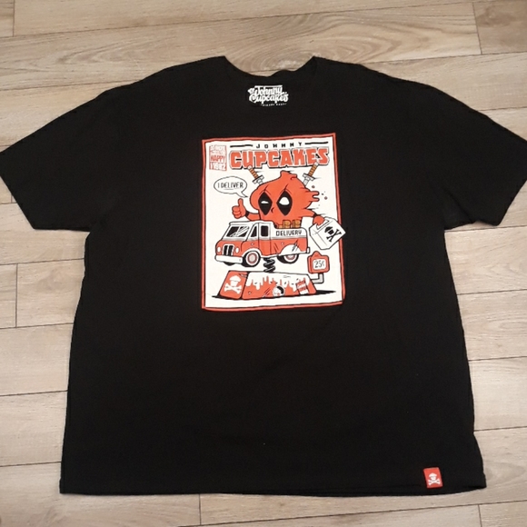 Johnny Cupcakes DEADPOOL Theme Cotton Black Sz 3XL Mens‎ T Shirt - Picture 1 of 7